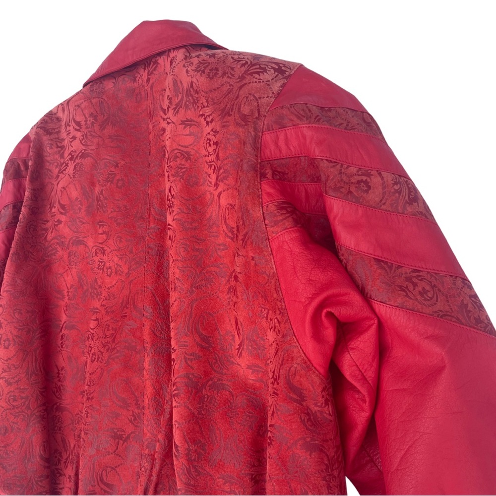 1980’s 80’s Puffy Sleeve Oversized Red Leather Coat Jacket